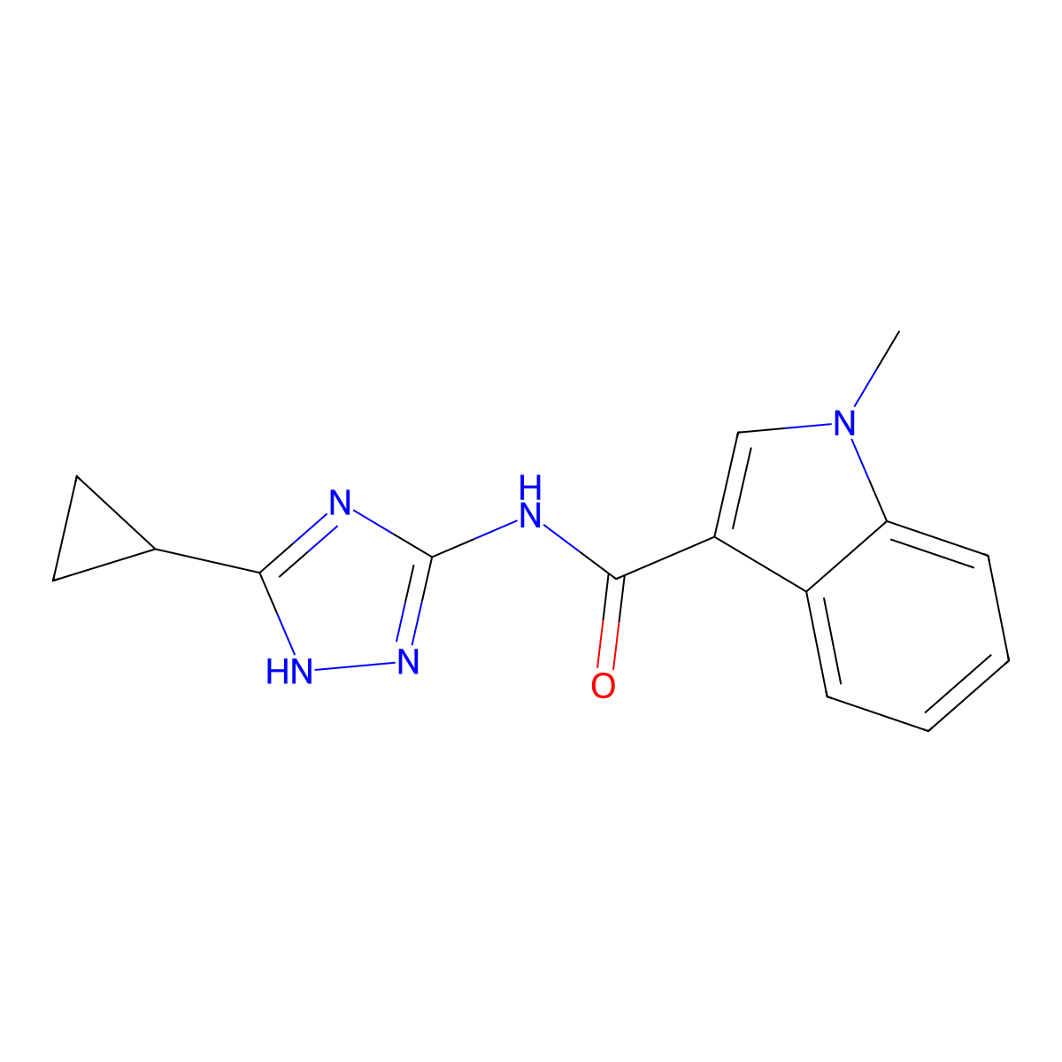 N-(3-cyclopropyl-1H-1,2,4-triazol-5-yl)-1-methyl-1H-indole-3-carboxamide molecular structure, CAS 1435898-57-9