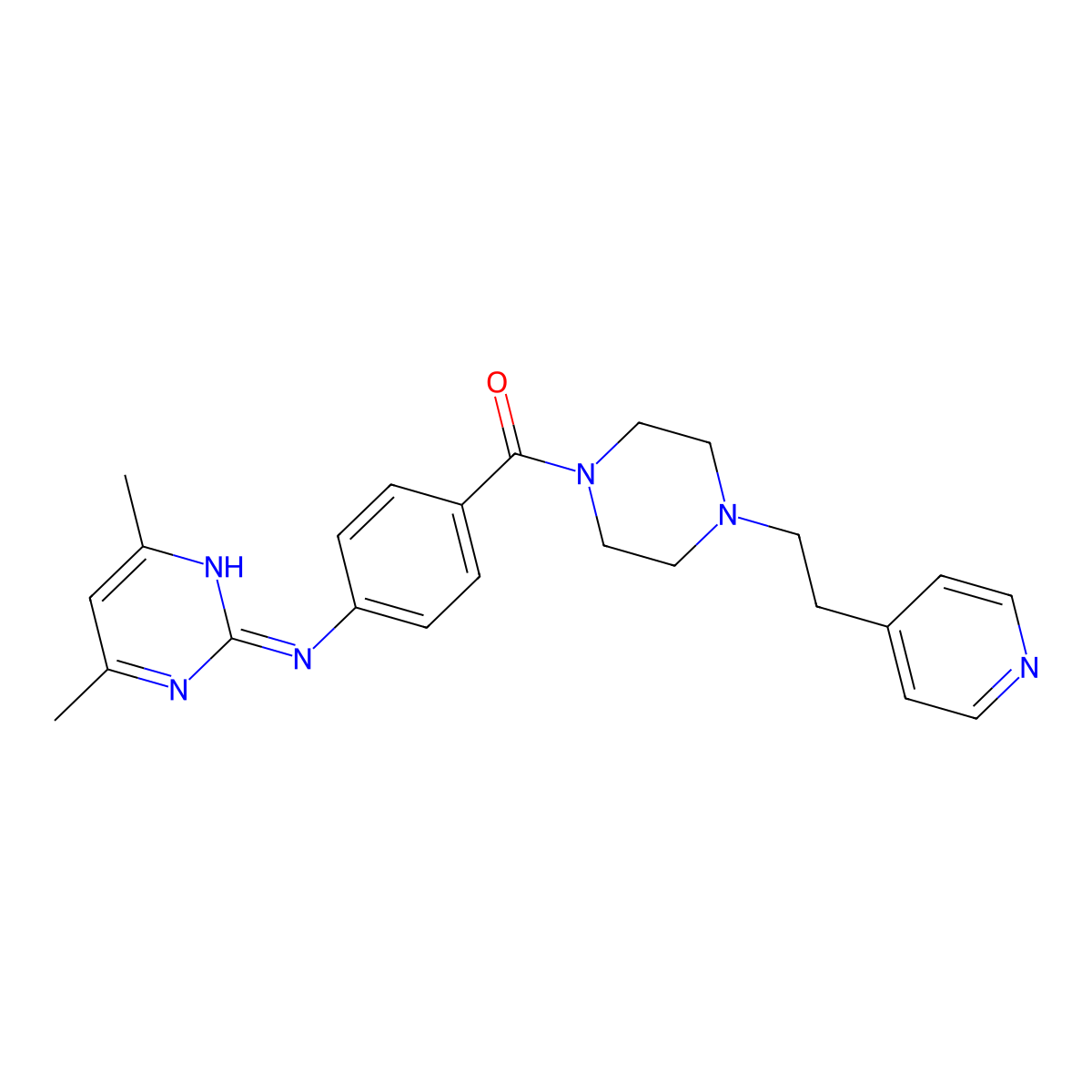 (4-((4,6-Dimethylpyrimidin-2-yl)amino)phenyl)(4-(2-(pyridin-4-yl)ethyl)piperazin-1-yl)methanone molecular structure, CAS 1435898-88-6