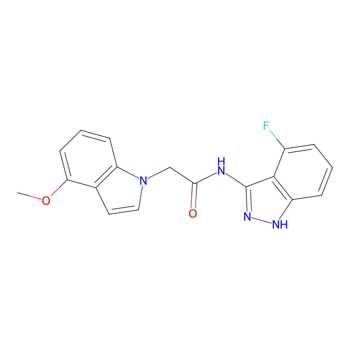 N-(4-fluoro-2H-indazol-3-yl)-2-(4-methoxy-1H-indol-1-yl)acetamide molecular structure, CAS 1435899-01-6