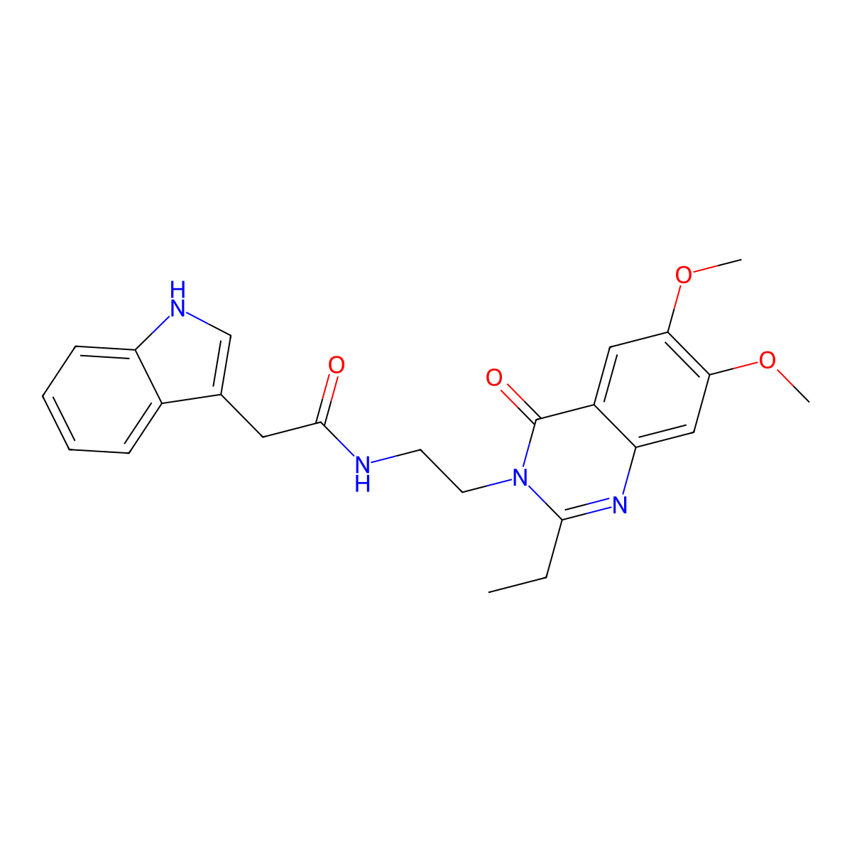 N-[2-(2-ethyl-6,7-dimethoxy-4-oxoquinazolin-3(4H)-yl)ethyl]-2-(1H-indol-3-yl)acetamide molecular structure, CAS 1435899-02-7