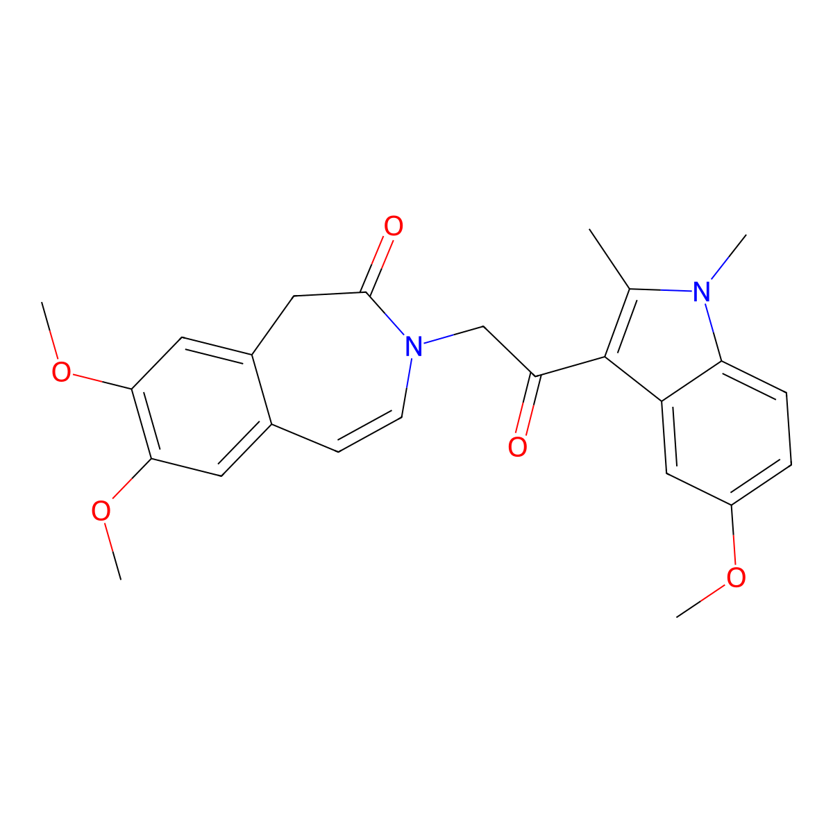 7,8-dimethoxy-3-[2-(5-methoxy-1,2-dimethyl-1H-indol-3-yl)-2-oxoethyl]-1,3-dihydro-2H-3-benzazepin-2-one molecular structure, CAS 1435899-08-3