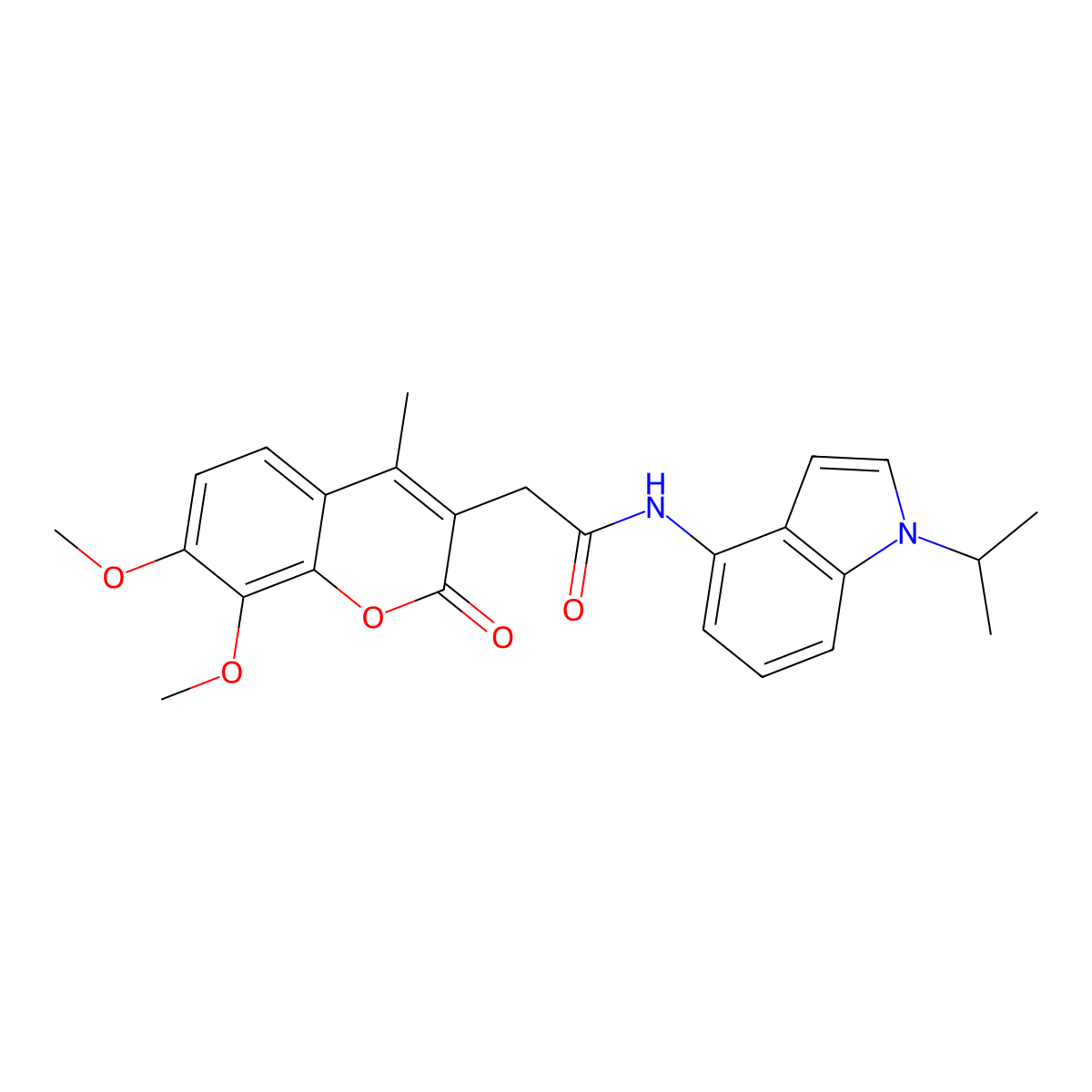 2-(7,8-dimethoxy-4-methyl-2-oxo-2H-chromen-3-yl)-N-[1-(propan-2-yl)-1H-indol-4-yl]acetamide molecular structure, CAS 1435899-21-0