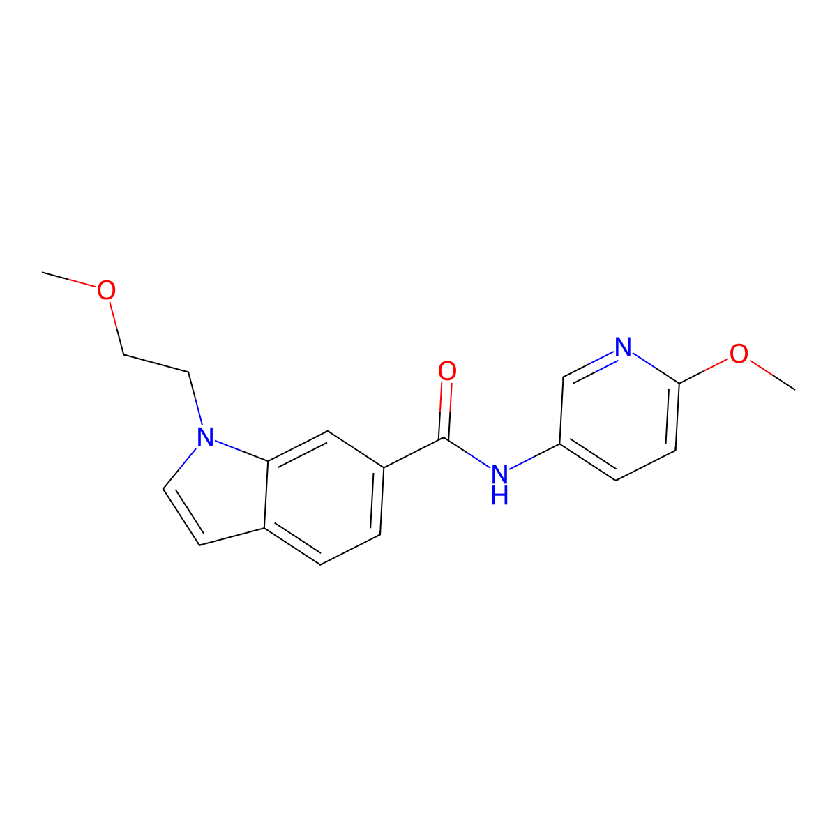 1-(2-methoxyethyl)-N-(6-methoxypyridin-3-yl)-1H-indole-6-carboxamide molecular structure, CAS 1435899-22-1