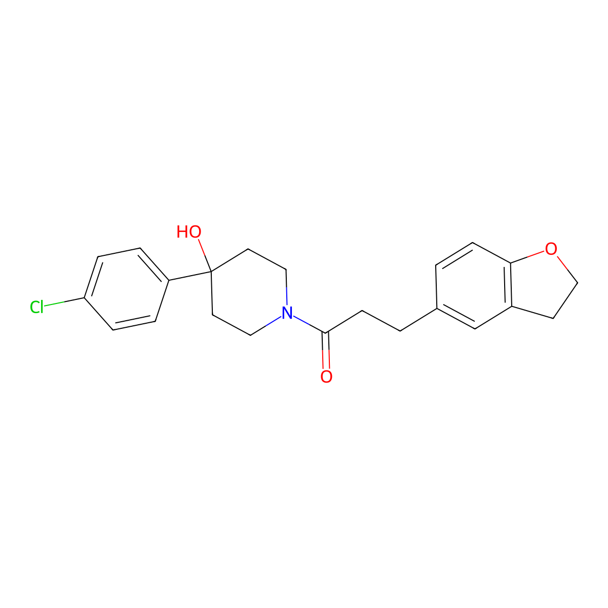 1-[4-(4-Chlorophenyl)-4-hydroxypiperidino]-3-(2,3-dihydro-1-benzofuran-5-yl)-1-propanone molecular structure, CAS 1435899-38-9