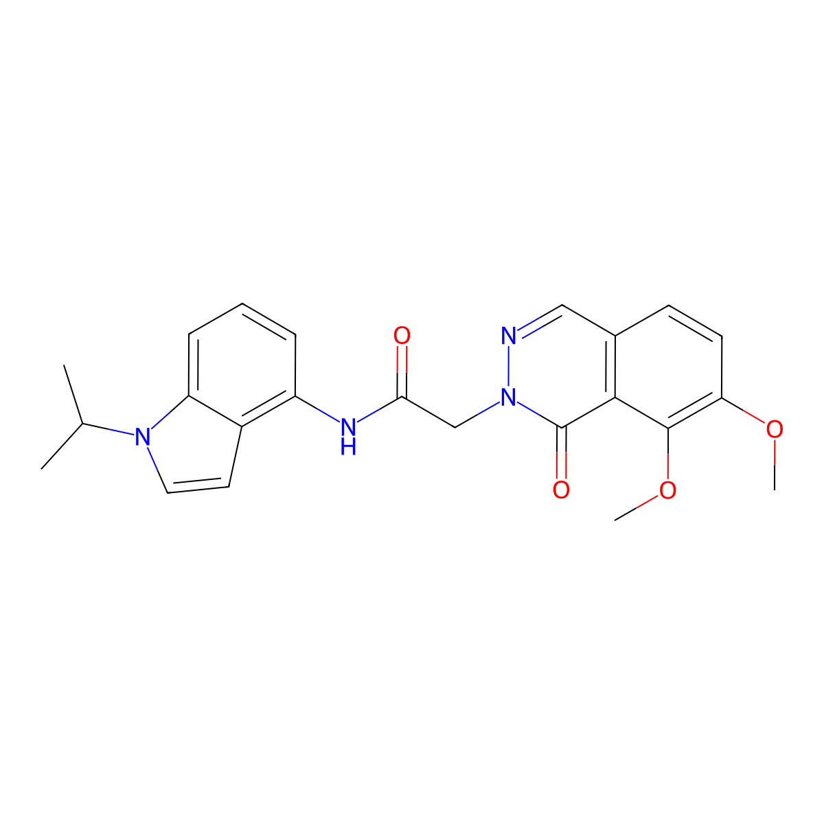 2-(7,8-dimethoxy-1-oxophthalazin-2(1H)-yl)-N-[1-(propan-2-yl)-1H-indol-4-yl]acetamide molecular structure, CAS 1435899-60-7