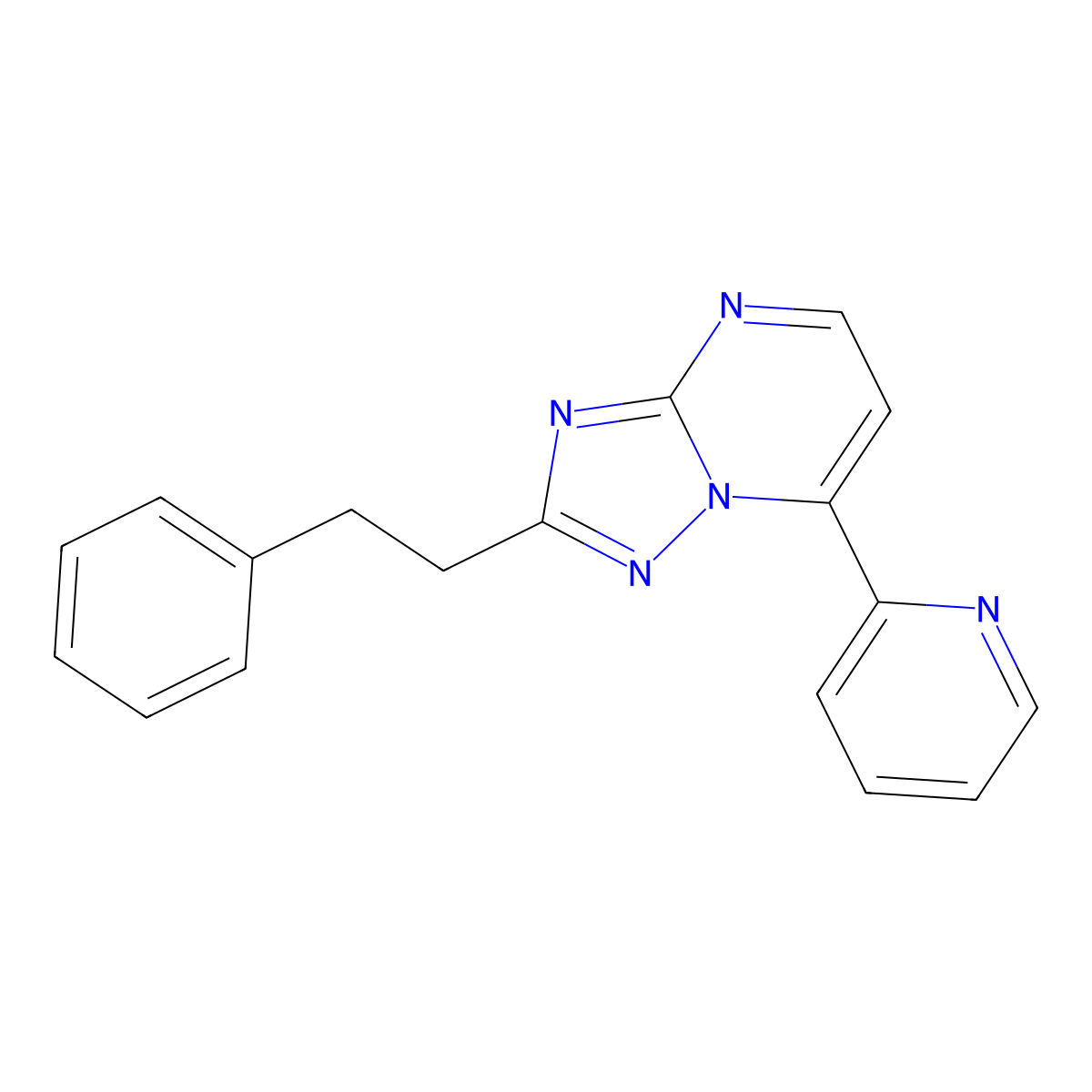 2-Phenethyl-7-(2-pyridyl)[1,2,4]triazolo[1,5-a]pyrimidine molecular structure, CAS 1435899-78-7