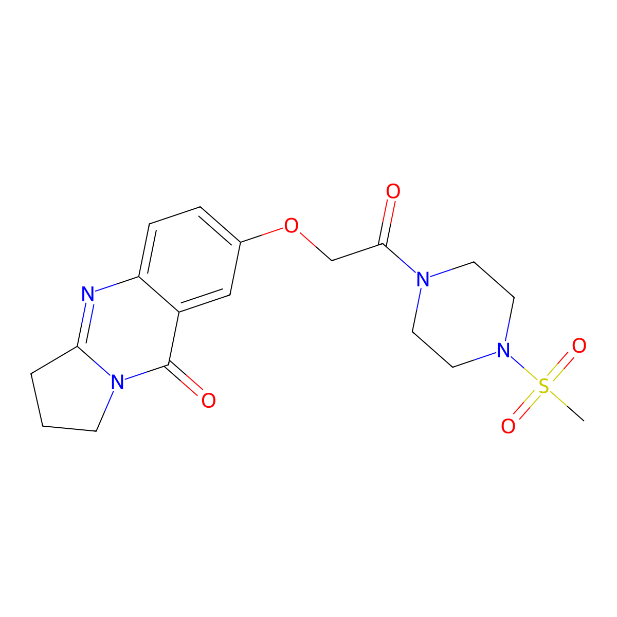 7-{2-[4-(methylsulfonyl)piperazin-1-yl]-2-oxoethoxy}-2,3-dihydropyrrolo[2,1-b]quinazolin-9(1H)-one molecular structure, CAS 1435899-90-3