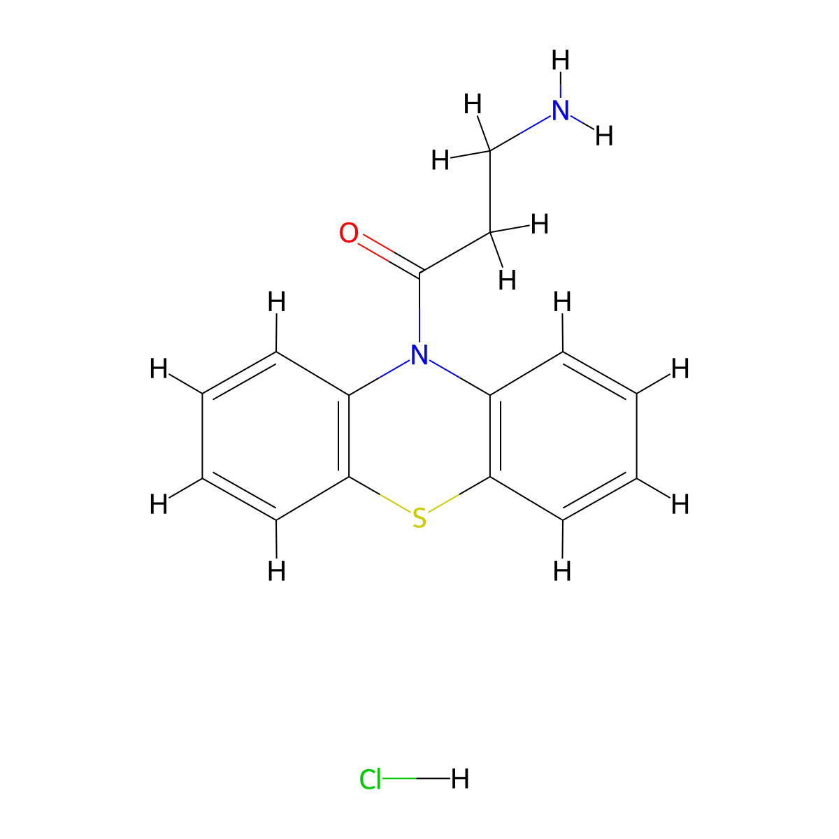 3-Amino-1-phenothiazin-10-yl-propan-1-one hydrochloride molecular structure, CAS 14359-62-7