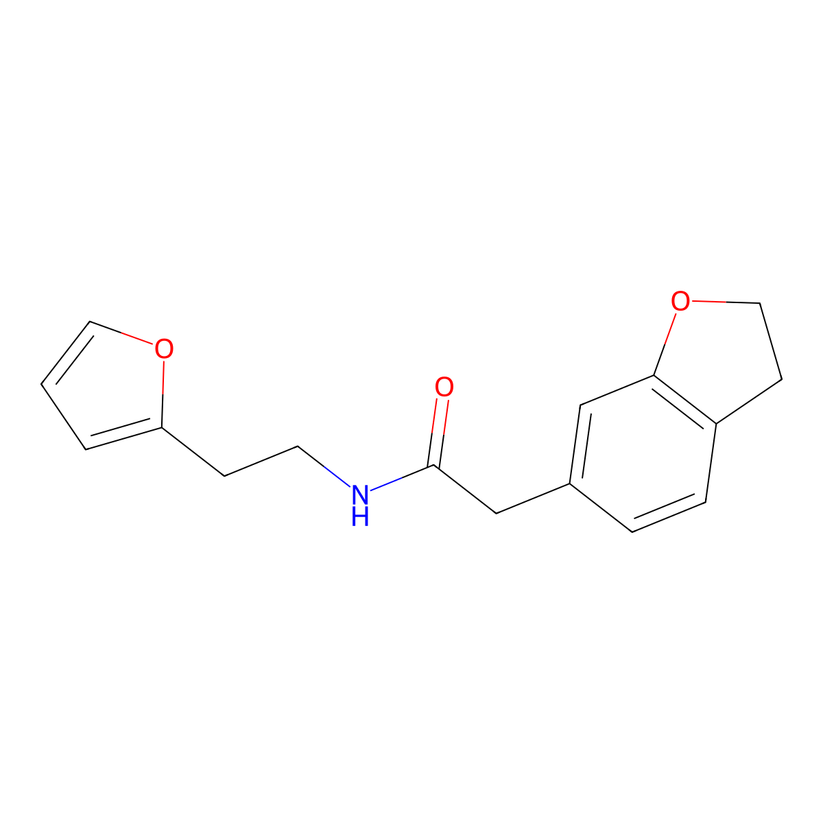 2-(2,3-dihydro-1-benzofuran-6-yl)-N-[2-(2-furyl)ethyl]acetamide molecular structure, CAS 1435900-05-2