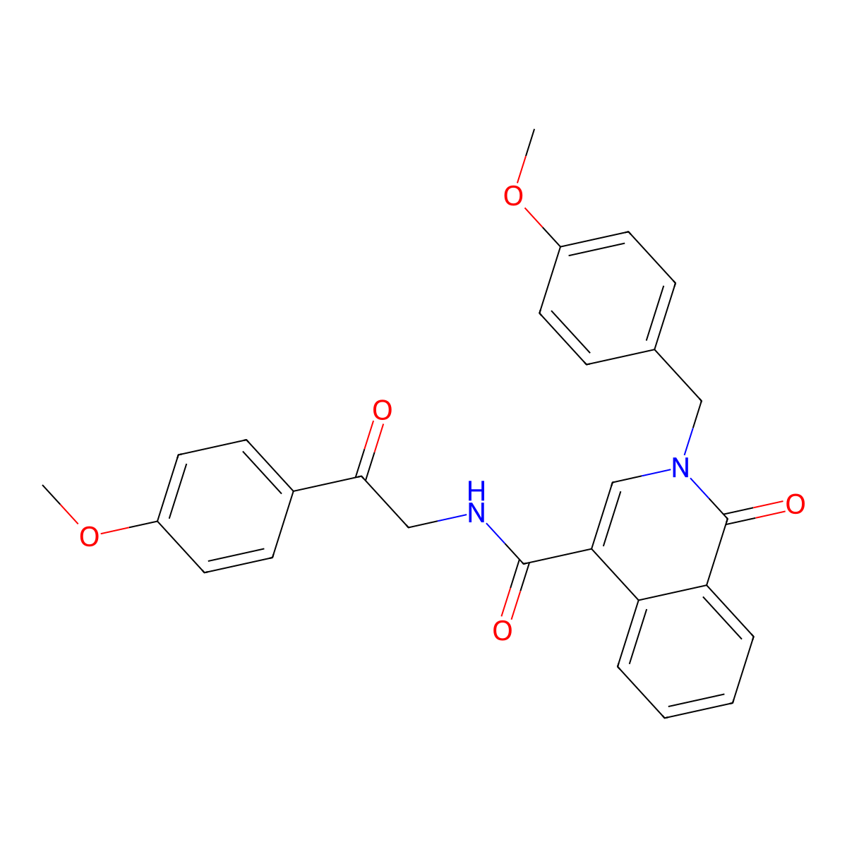 2-(4-methoxybenzyl)-N-(2-(4-methoxyphenyl)-2-oxoethyl)-1-oxo-1,2-dihydroisoquinoline-4-carboxamide molecular structure, CAS 1435900-17-6