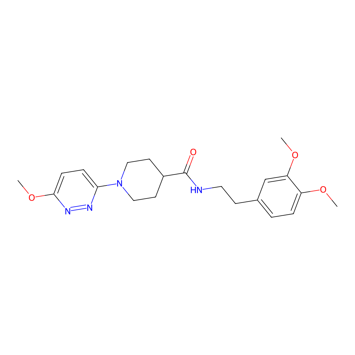 N-(3,4-dimethoxyphenethyl)-1-(6-methoxypyridazin-3-yl)piperidine-4-carboxamide molecular structure, CAS 1435900-28-9
