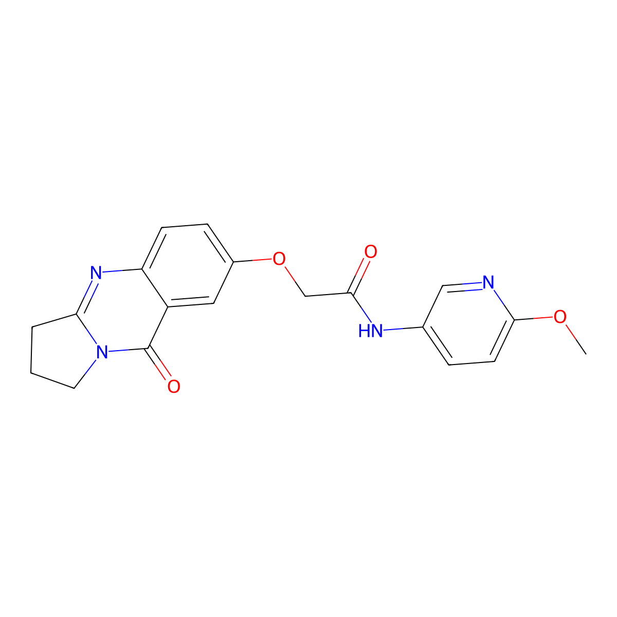 N-(6-methoxypyridin-3-yl)-2-[(9-oxo-1,2,3,9-tetrahydropyrrolo[2,1-b]quinazolin-7-yl)oxy]acetamide molecular structure, CAS 1435900-52-9