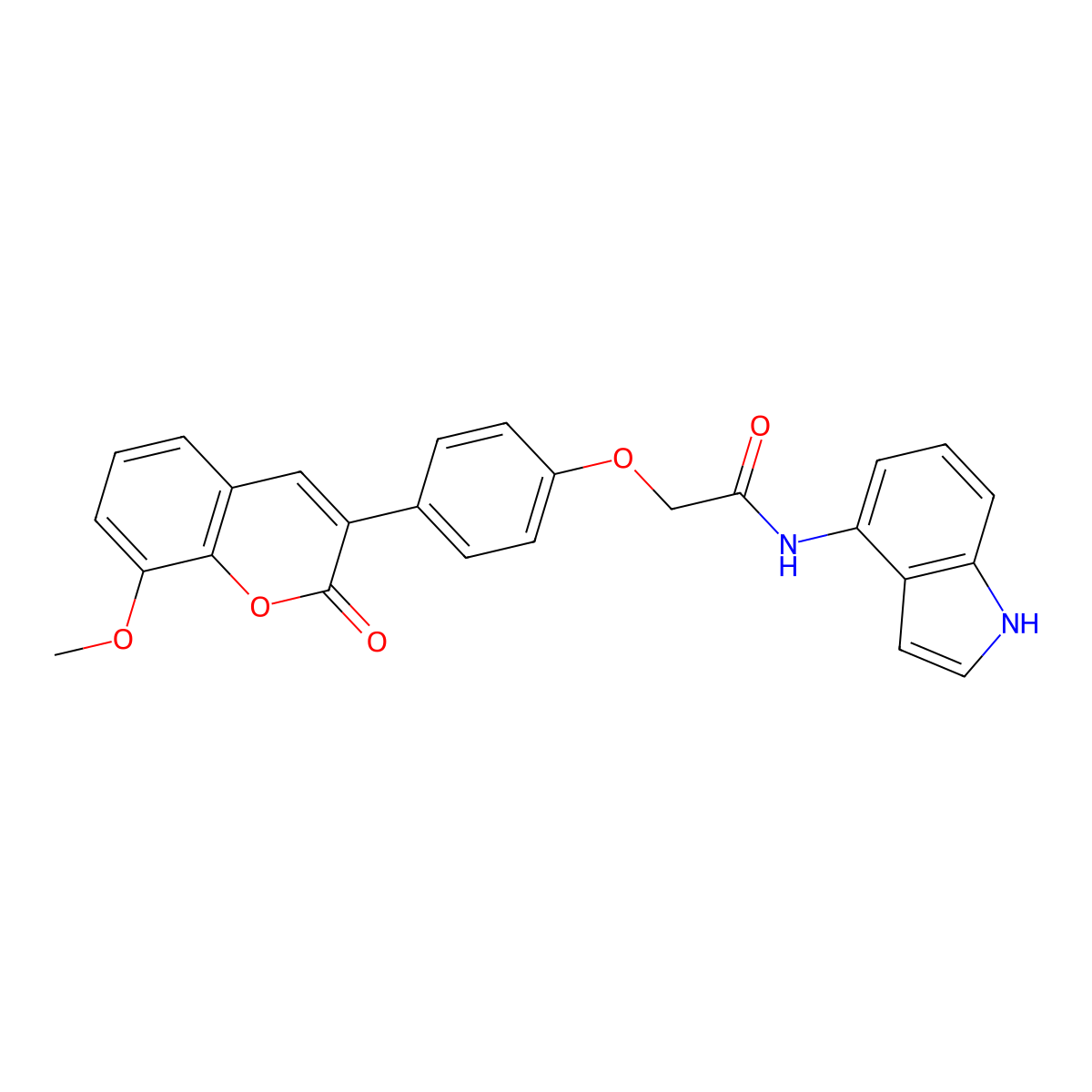 N-(1H-indol-4-yl)-2-[4-(8-methoxy-2-oxo-2H-chromen-3-yl)phenoxy]acetamide molecular structure, CAS 1435900-60-9