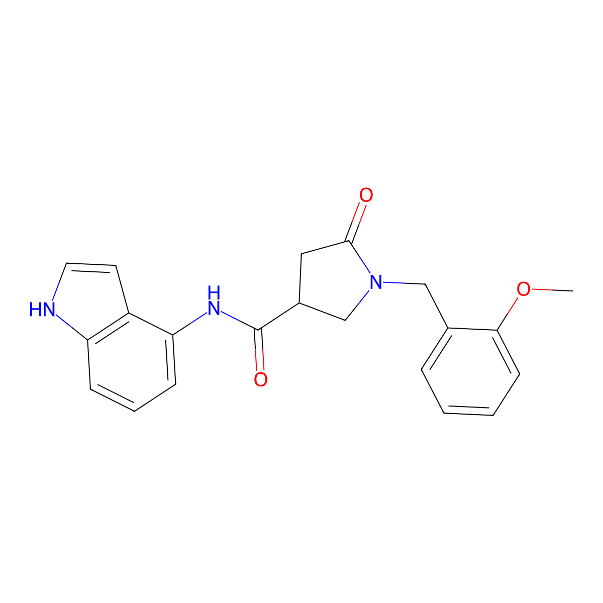 N-(1H-indol-4-yl)-1-(2-methoxybenzyl)-5-oxopyrrolidine-3-carboxamide molecular structure, CAS 1435900-61-0
