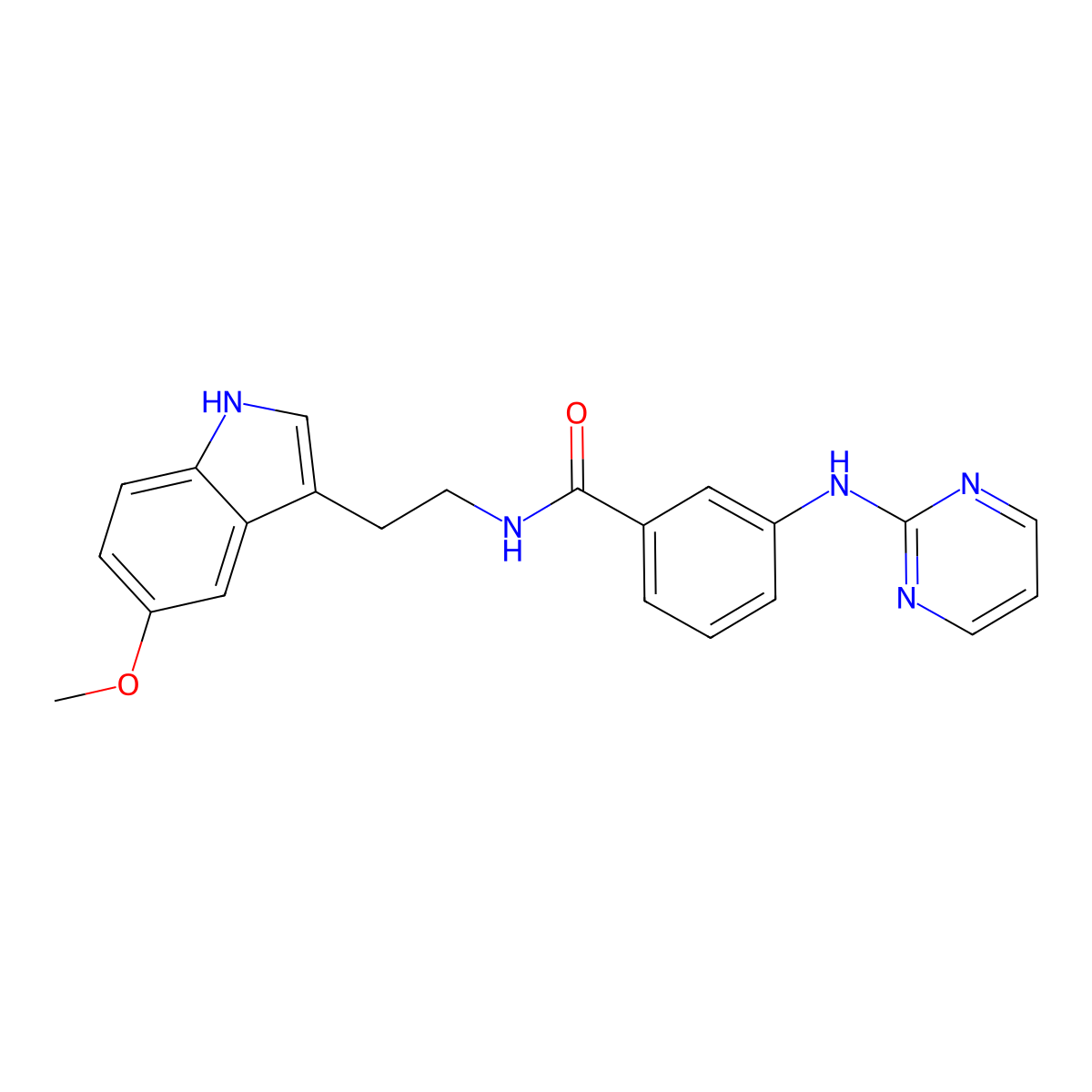N-[2-(5-methoxy-1H-indol-3-yl)ethyl]-3-(2-pyrimidinylamino)benzamide molecular structure, CAS 1435900-65-4