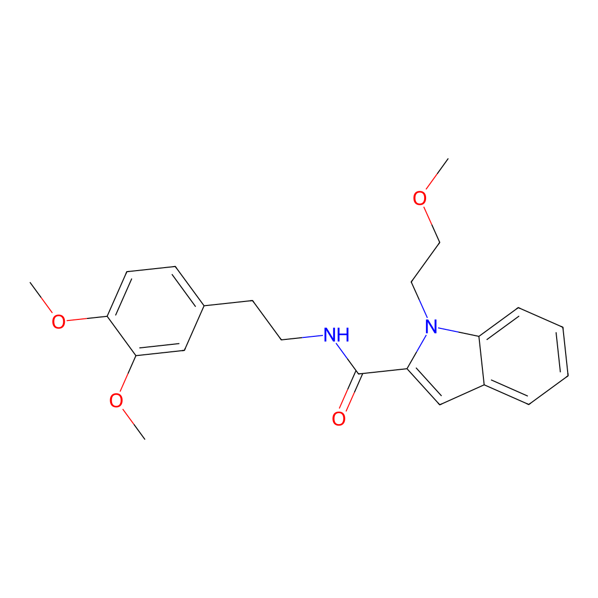 N-(3,4-dimethoxyphenethyl)-1-(2-methoxyethyl)-1H-indole-2-carboxamide molecular structure, CAS 1435900-69-8