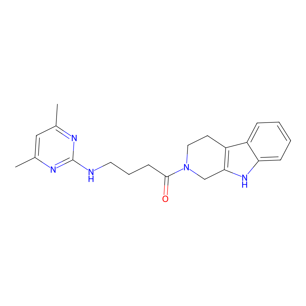 4-[(4,6-dimethylpyrimidin-2-yl)amino]-1-(1,3,4,9-tetrahydro-2H-beta-carbolin-2-yl)butan-1-one molecular structure, CAS 1435900-74-5