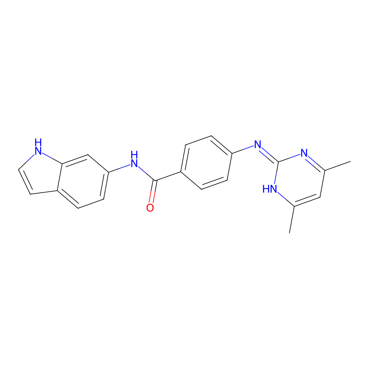 4-((4,6-dimethylpyrimidin-2-yl)amino)-N-(1H-indol-6-yl)benzamide molecular structure, CAS 1435900-80-3