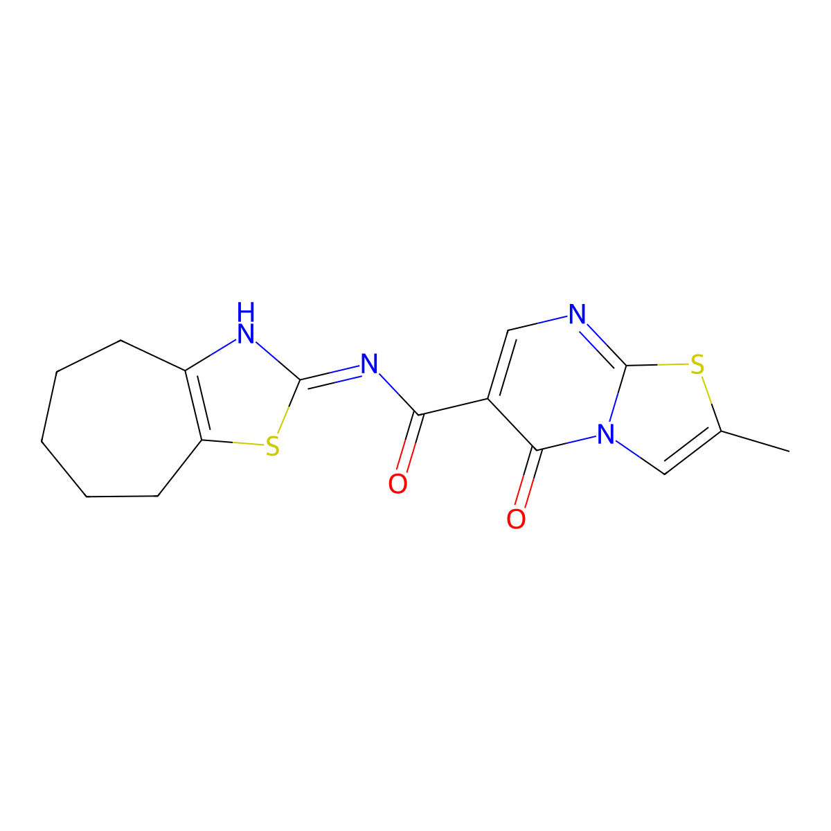 2-methyl-5-oxo-N-(5,6,7,8-tetrahydro-4H-cyclohepta[d]thiazol-2-yl)-5H-thiazolo[3,2-a]pyrimidine-6-carboxamide molecular structure, CAS 1435900-83-6