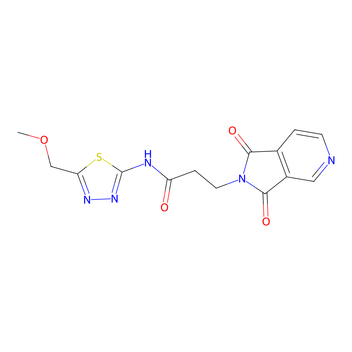 3-(1,3-dioxo-1H-pyrrolo[3,4-c]pyridin-2(3H)-yl)-N-(5-(methoxymethyl)-1,3,4-thiadiazol-2-yl)propanamide molecular structure, CAS 1435900-86-9