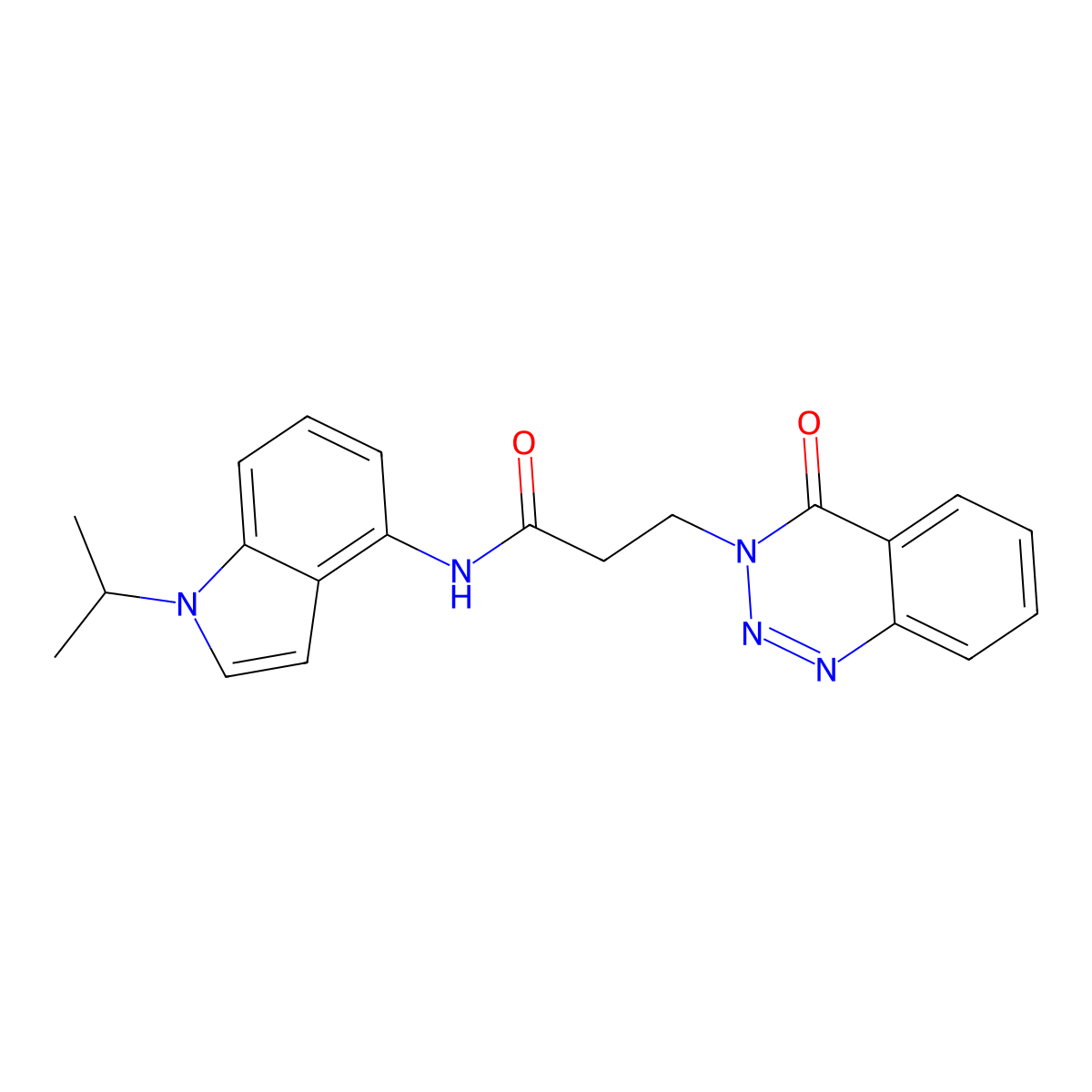 3-(4-oxo-1,2,3-benzotriazin-3(4H)-yl)-N-[1-(propan-2-yl)-1H-indol-4-yl]propanamide molecular structure, CAS 1435901-28-2