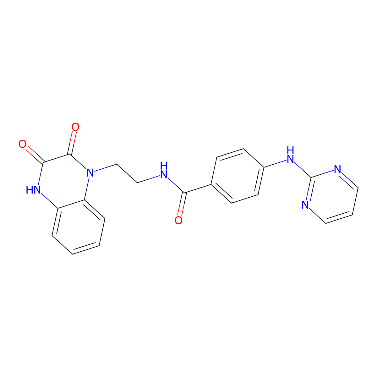 N-(2-(3-hydroxy-2-oxoquinoxalin-1(2H)-yl)ethyl)-4-(pyrimidin-2-ylamino)benzamide molecular structure, CAS 1435901-37-3