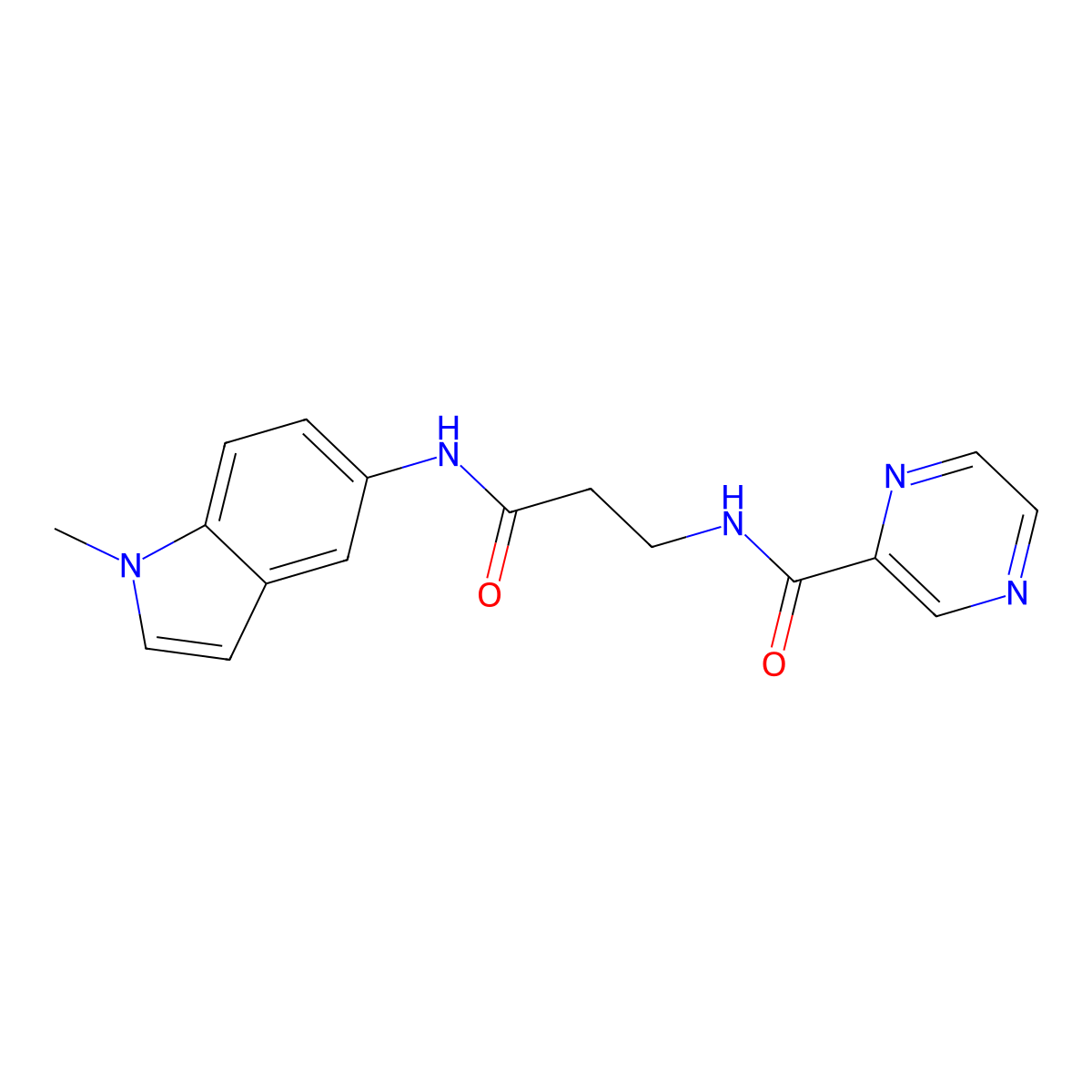 N-{3-[(1-methyl-1H-indol-5-yl)amino]-3-oxopropyl}pyrazine-2-carboxamide molecular structure, CAS 1435903-84-6