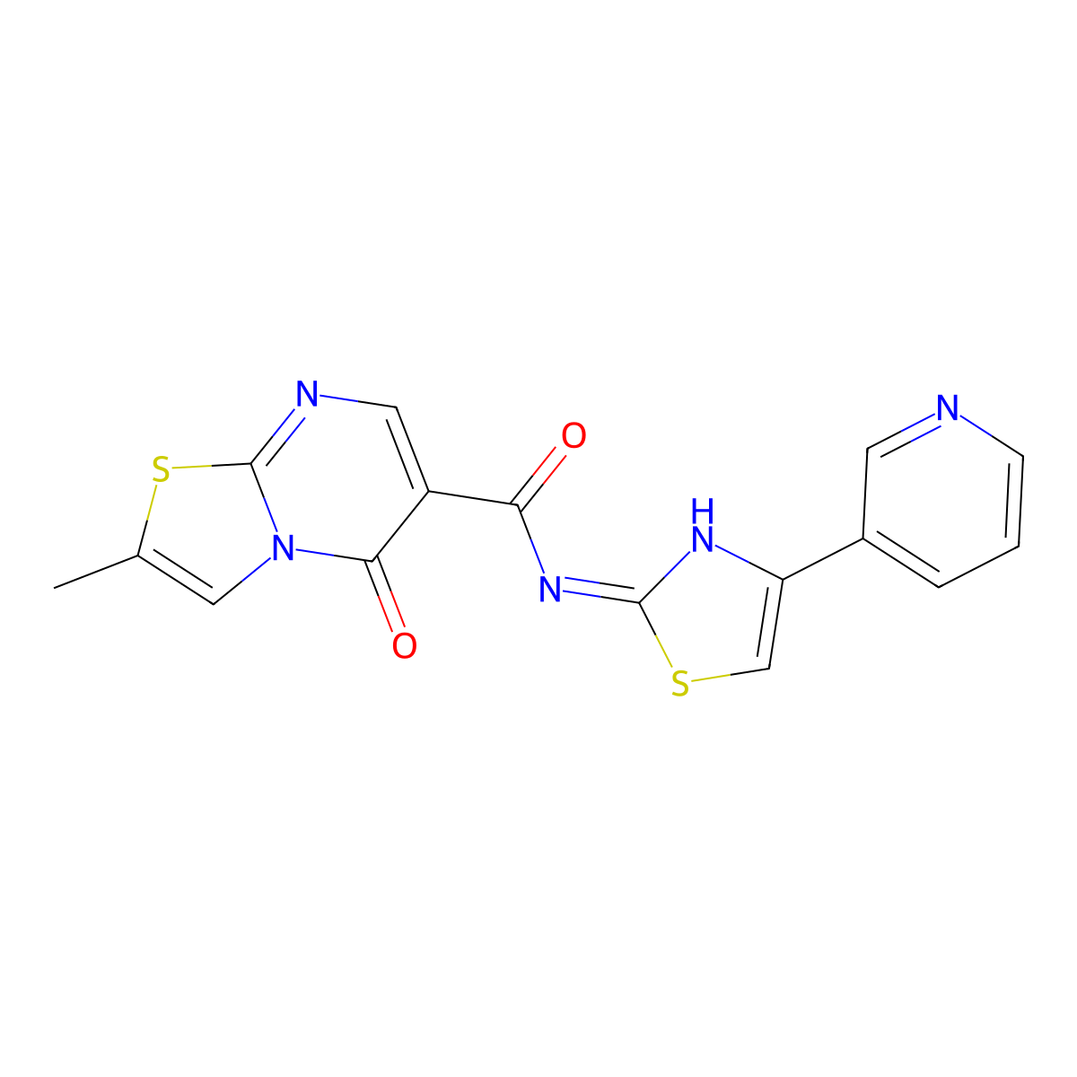 2-methyl-5-oxo-N-(4-(pyridin-3-yl)thiazol-2-yl)-5H-thiazolo[3,2-a]pyrimidine-6-carboxamide molecular structure, CAS 1435903-87-9