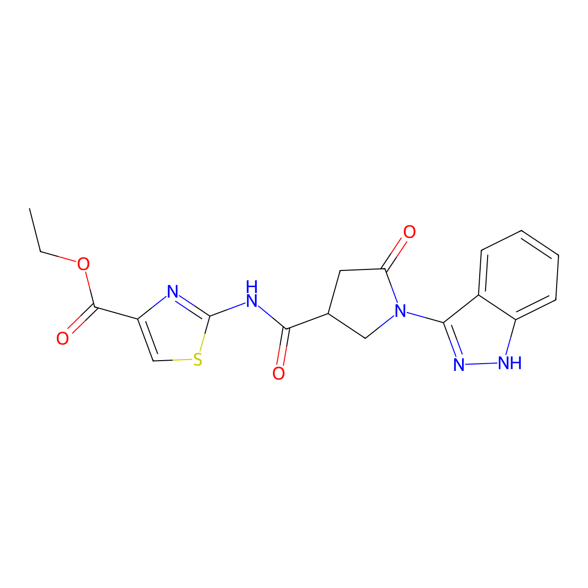 ethyl 2-({[1-(1H-indazol-3-yl)-5-oxopyrrolidin-3-yl]carbonyl}amino)-1,3-thiazole-4-carboxylate molecular structure, CAS 1435903-88-0