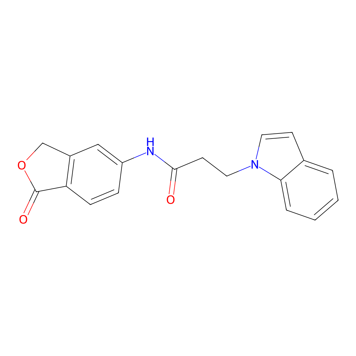 3-(1H-indol-1-yl)-N-(1-oxo-1,3-dihydro-2-benzofuran-5-yl)propanamide molecular structure, CAS 1435903-92-6