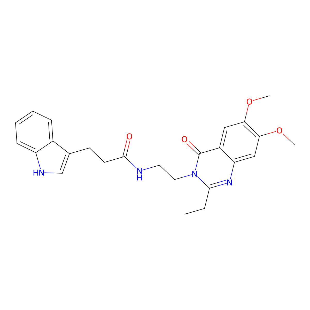 N-[2-(2-ethyl-6,7-dimethoxy-4-oxoquinazolin-3(4H)-yl)ethyl]-3-(1H-indol-3-yl)propanamide molecular structure, CAS 1435903-97-1