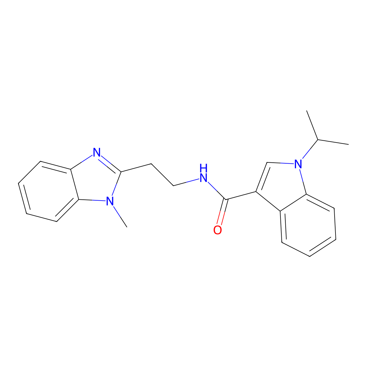 1-isopropyl-N-[2-(1-methyl-1H-1,3-benzimidazol-2-yl)ethyl]-1H-indole-3-carboxamide molecular structure, CAS 1435904-01-0
