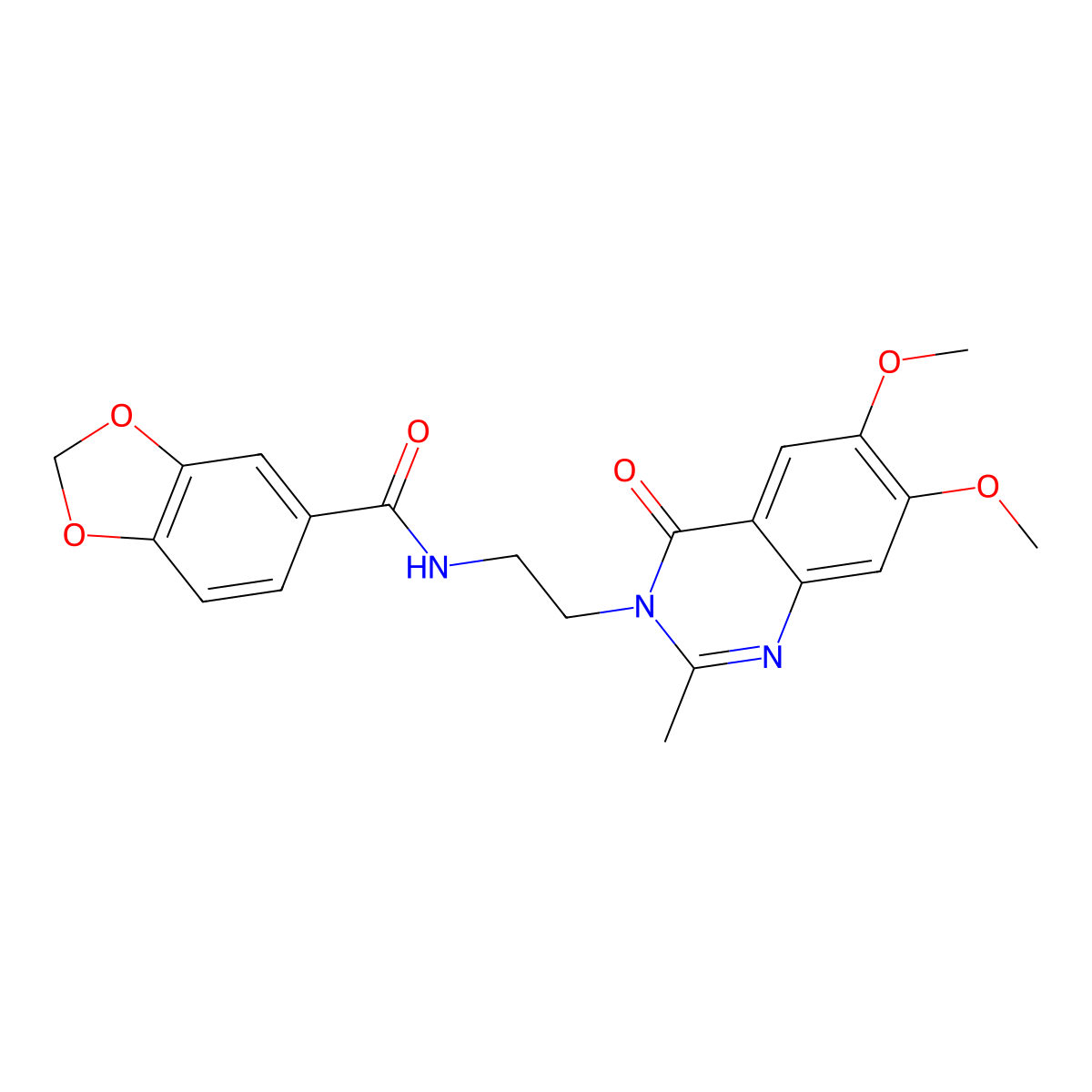 N-[2-(6,7-dimethoxy-2-methyl-4-oxoquinazolin-3(4H)-yl)ethyl]-1,3-benzodioxole-5-carboxamide molecular structure, CAS 1435904-19-0