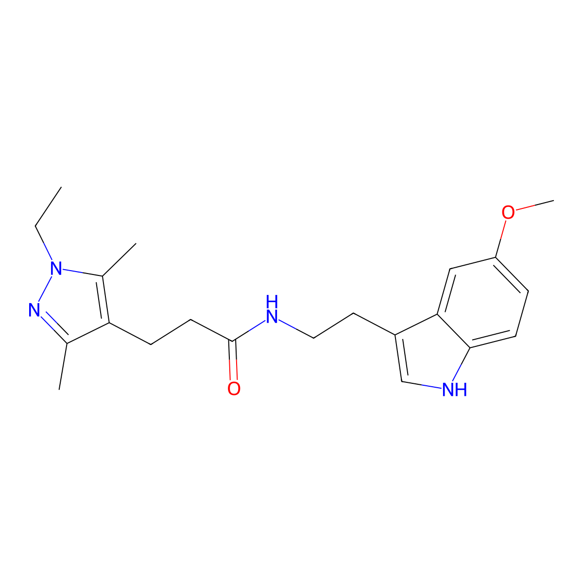 3-(1-ethyl-3,5-dimethyl-1H-pyrazol-4-yl)-N-[2-(5-methoxy-1H-indol-3-yl)ethyl]propanamide molecular structure, CAS 1435904-33-8