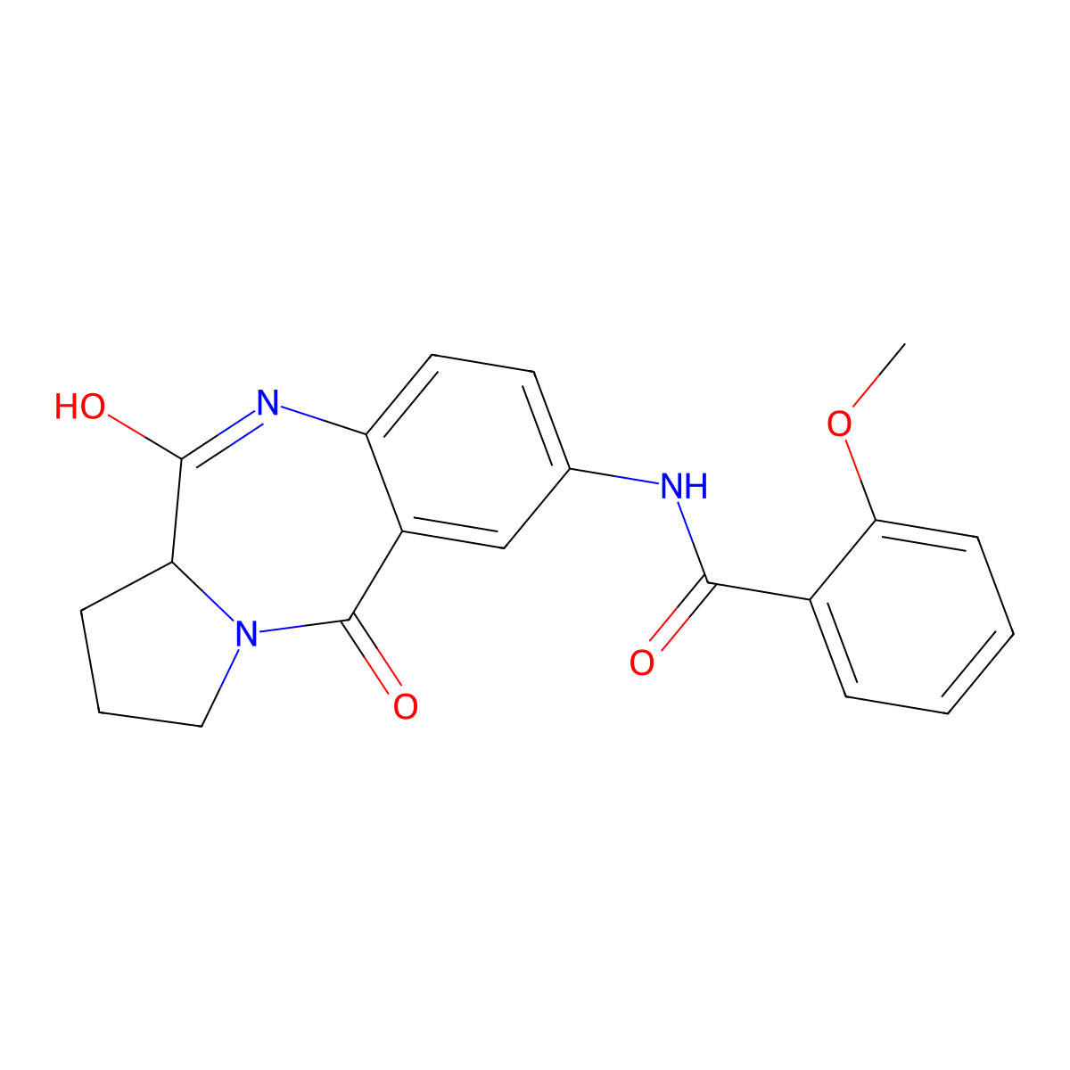 N-(5,11-dioxo-2,3,5,10,11,11a-hexahydro-1H-pyrrolo[2,1-c][1,4]benzodiazepin-7-yl)-2-methoxybenzamide molecular structure, CAS 1435904-52-1