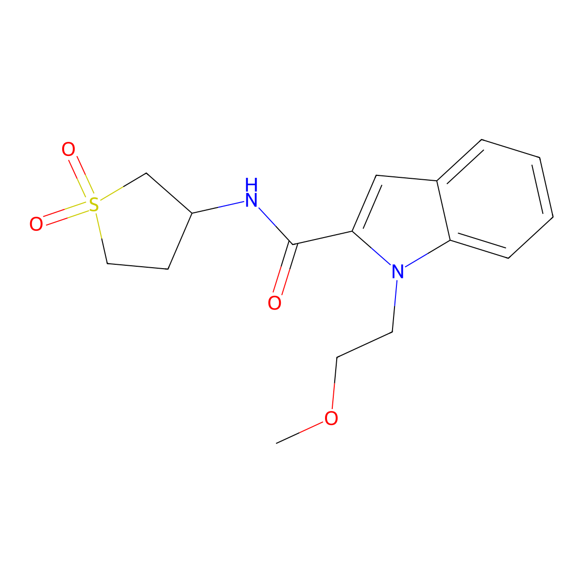 N-(1,1-dioxidotetrahydrothiophen-3-yl)-1-(2-methoxyethyl)-1H-indole-2-carboxamide molecular structure, CAS 1435904-84-9