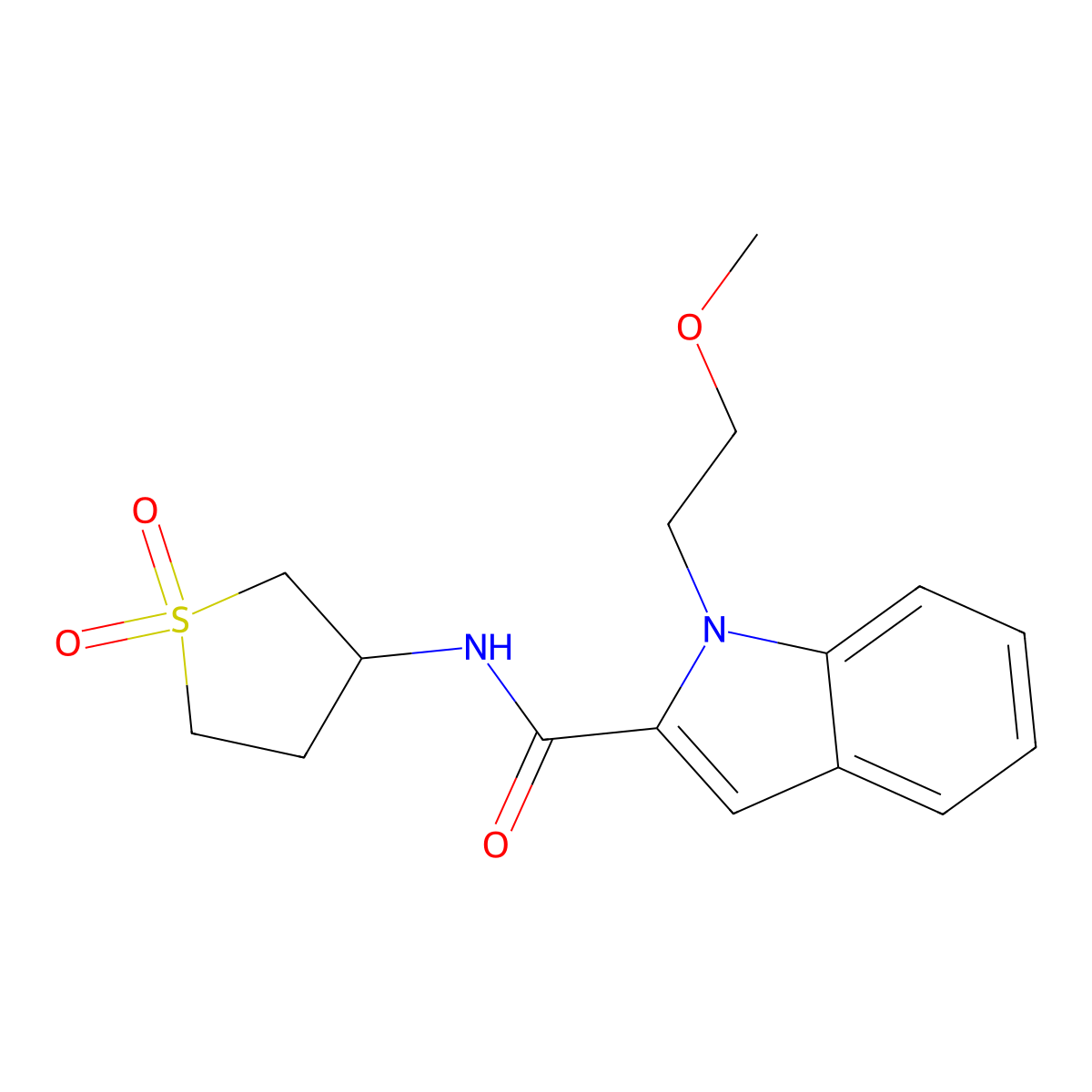 N-(1,1-dioxidotetrahydrothiophen-3-yl)-1-(2-methoxyethyl)-1H-indole-2-carboxamide molecular structure, CAS 1435904-84-9