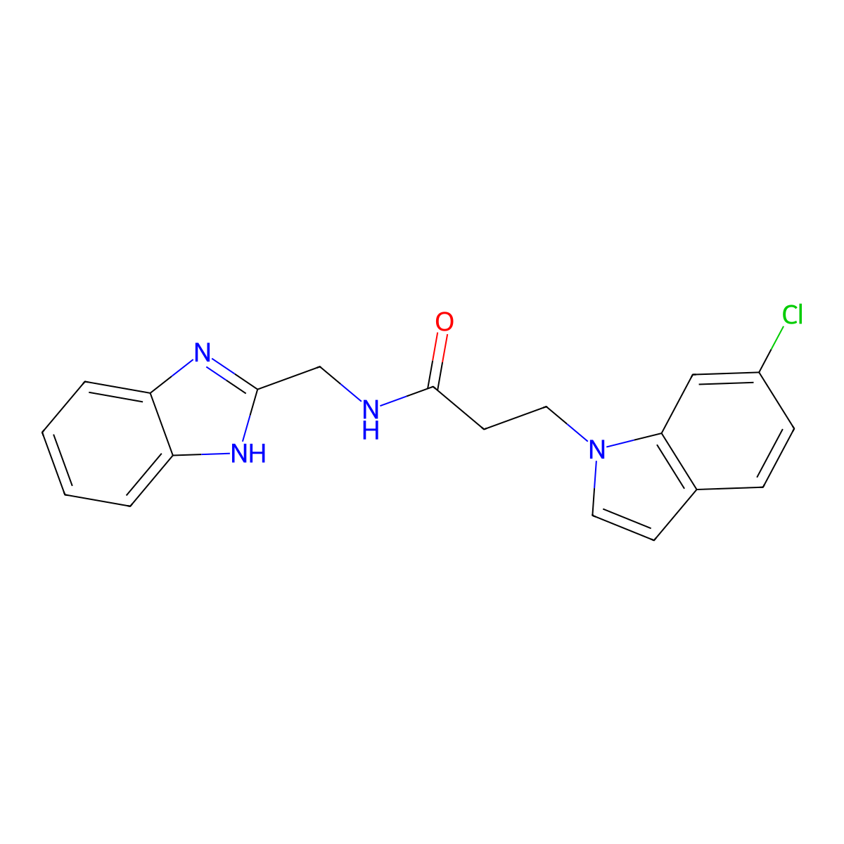 N-(1H-benzimidazol-2-ylmethyl)-3-(6-chloro-1H-indol-1-yl)propanamide molecular structure, CAS 1435904-91-8