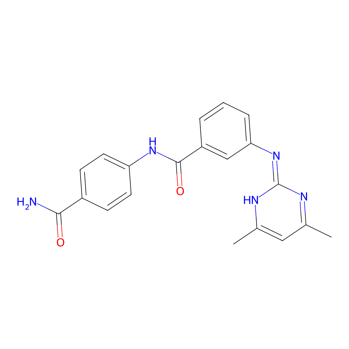 N-(4-carbamoylphenyl)-3-((4,6-dimethylpyrimidin-2-yl)amino)benzamide molecular structure, CAS 1435904-92-9