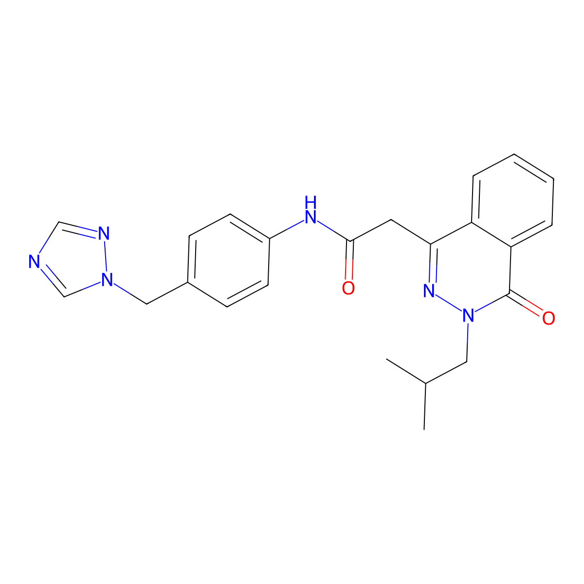 2-[3-(2-methylpropyl)-4-oxo-3,4-dihydrophthalazin-1-yl]-N-[4-(1H-1,2,4-triazol-1-ylmethyl)phenyl]acetamide molecular structure, CAS 1435905-24-0