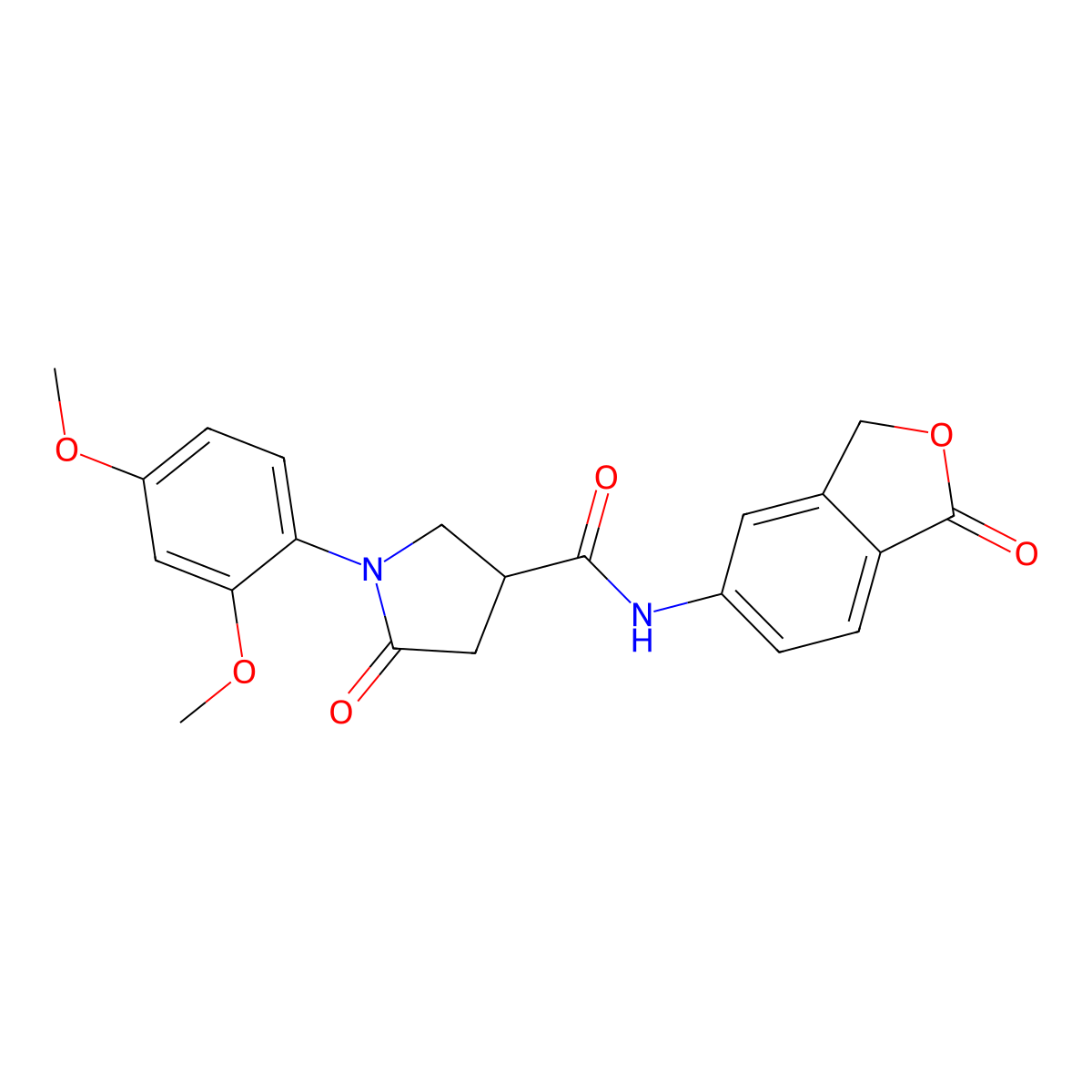 1-(2,4-dimethoxyphenyl)-5-oxo-N-(1-oxo-1,3-dihydro-2-benzofuran-5-yl)pyrrolidine-3-carboxamide molecular structure, CAS 1435905-48-8