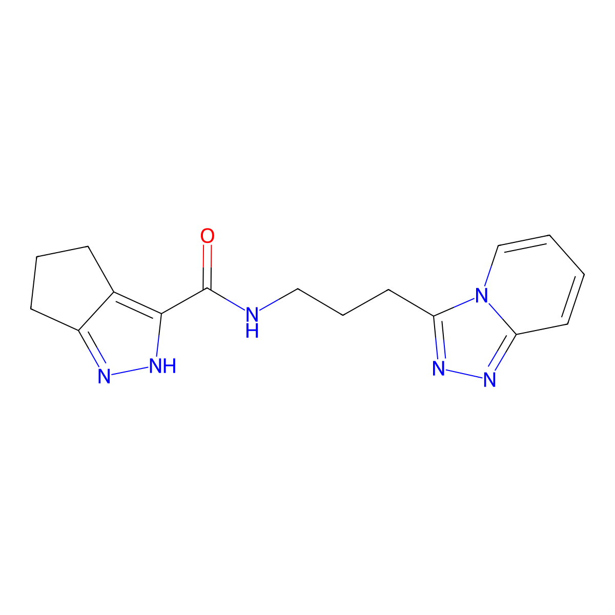 N-[3-([1,2,4]triazolo[4,3-a]pyridin-3-yl)propyl]-2,4,5,6-tetrahydrocyclopenta[c]pyrazole-3-carboxamide molecular structure, CAS 1435905-61-5