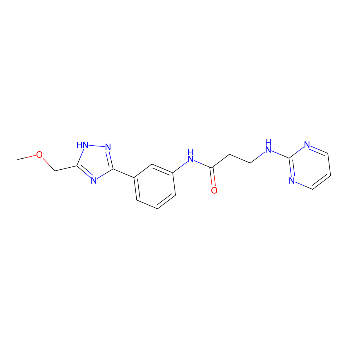 N-{3-[5-(methoxymethyl)-1H-1,2,4-triazol-3-yl]phenyl}-N~3~-pyrimidin-2-yl-beta-alaninamide molecular structure, CAS 1435905-72-8