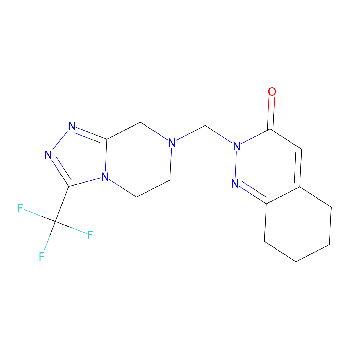 2-{[3-(trifluoromethyl)-5,6-dihydro[1,2,4]triazolo[4,3-a]pyrazin-7(8H)-yl]methyl}-5,6,7,8-tetrahydrocinnolin-3(2H)-one molecular structure, CAS 1435905-74-0