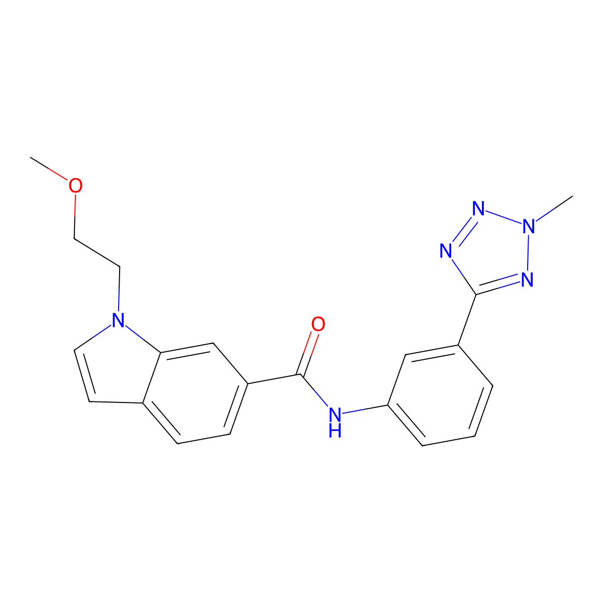 1-(2-methoxyethyl)-N-[3-(2-methyl-2H-tetrazol-5-yl)phenyl]-1H-indole-6-carboxamide molecular structure, CAS 1435905-81-9