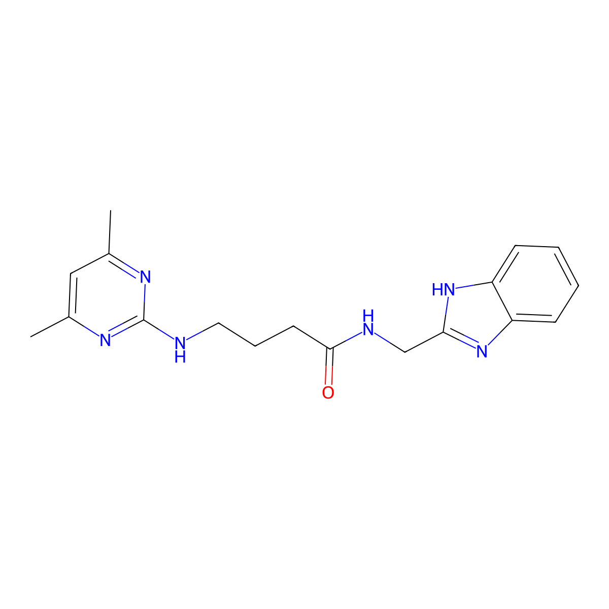 N-(1H-benzimidazol-2-ylmethyl)-4-[(4,6-dimethylpyrimidin-2-yl)amino]butanamide molecular structure, CAS 1435905-99-9