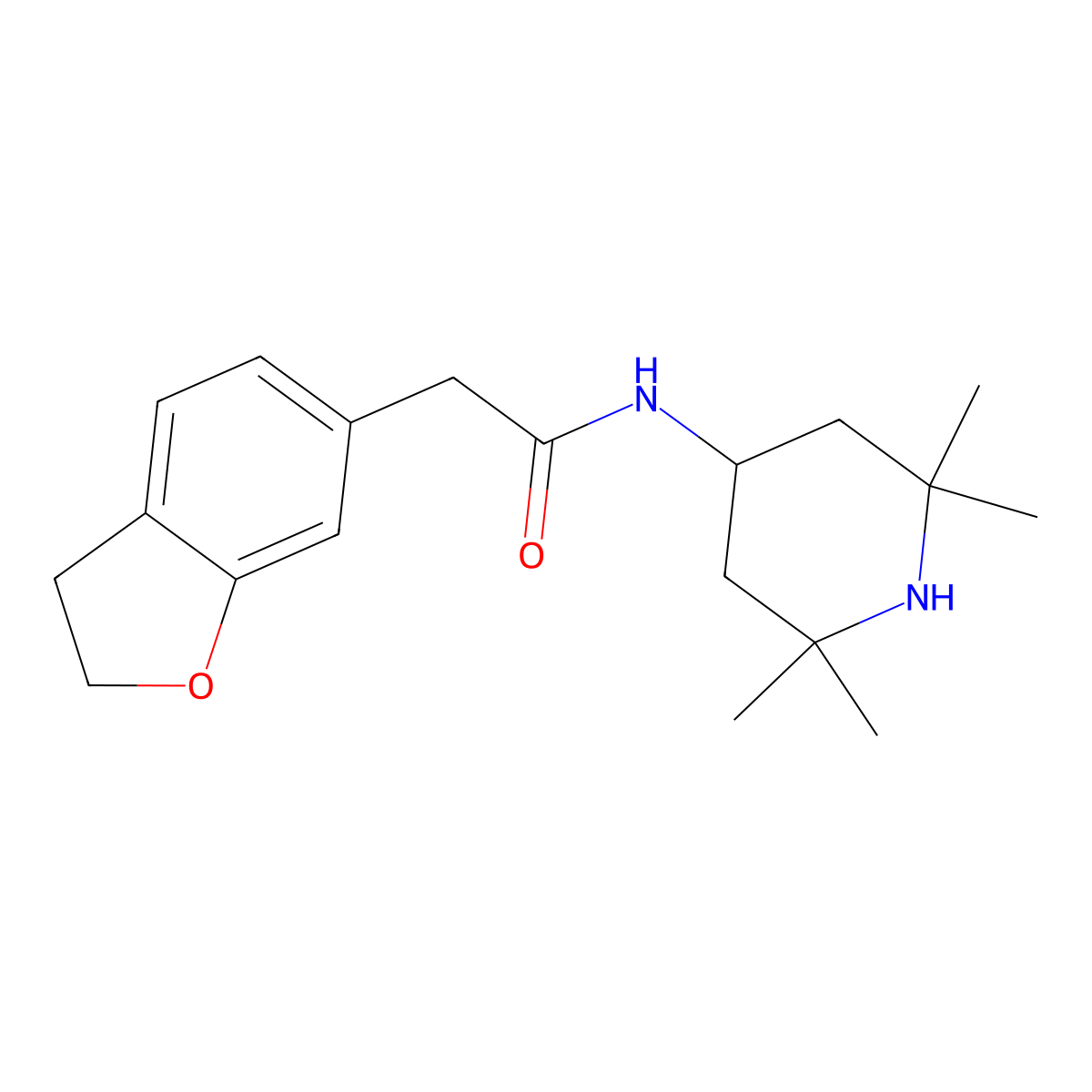 2-(2,3-dihydro-1-benzofuran-6-yl)-N-(2,2,6,6-tetramethyl-4-piperidyl)acetamide molecular structure, CAS 1435906-08-3
