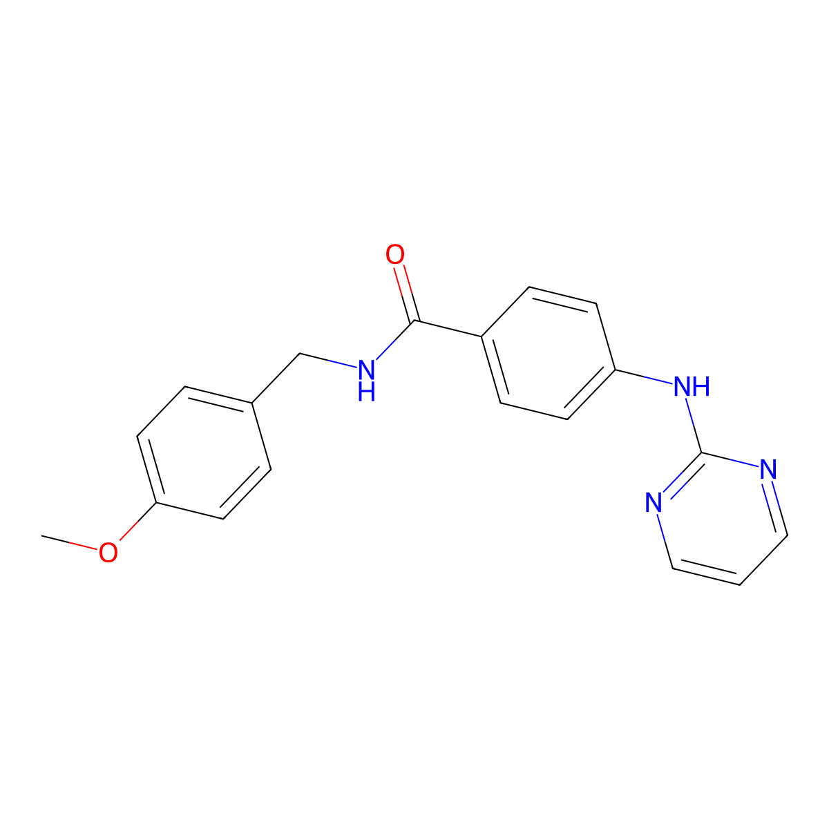 N-(4-methoxybenzyl)-4-(pyrimidin-2-ylamino)benzamide molecular structure, CAS 1435906-11-8