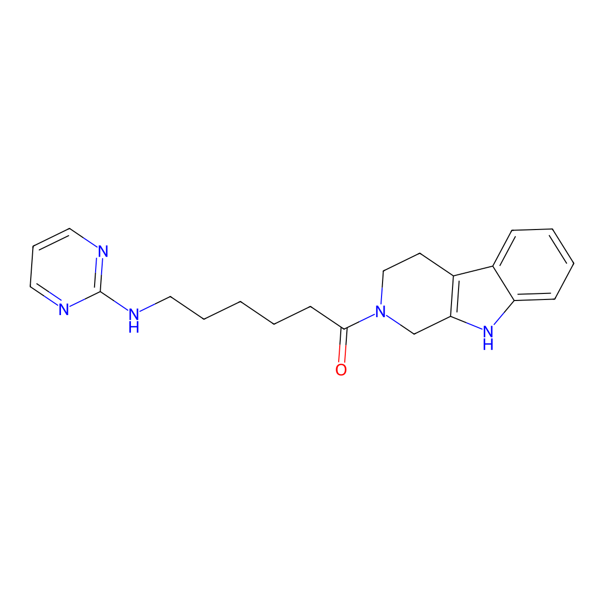 6-(2-pyrimidinylamino)-1-(1,3,4,9-tetrahydro-2H-beta-carbolin-2-yl)-1-hexanone molecular structure, CAS 1435906-21-0