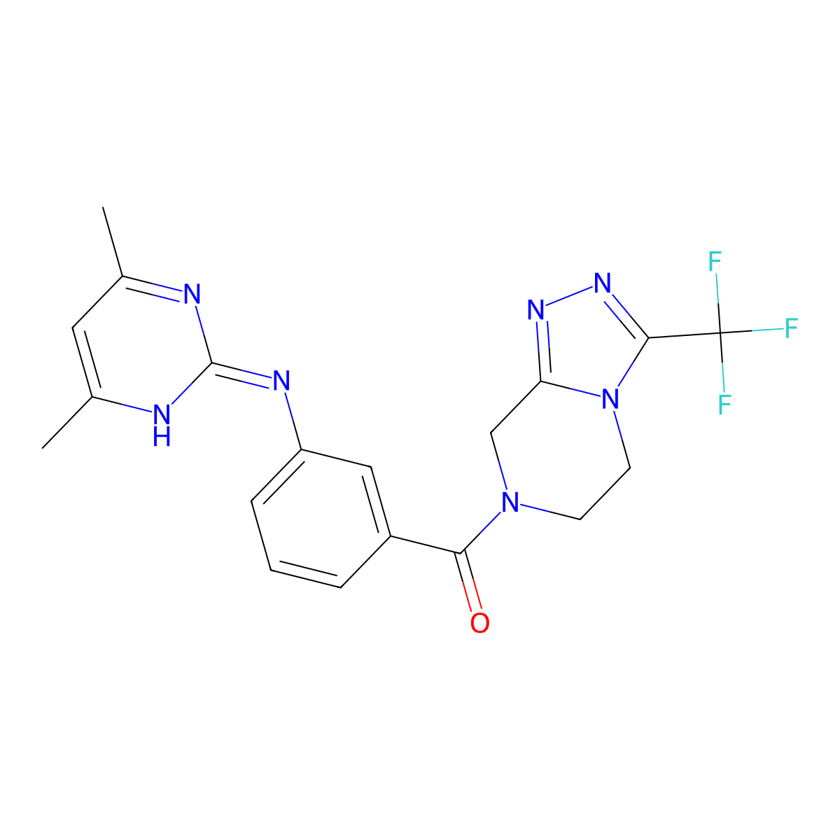 {3-[(4,6-dimethylpyrimidin-2-yl)amino]phenyl}[3-(trifluoromethyl)-5,6-dihydro[1,2,4]triazolo[4,3-a]pyrazin-7(8H)-yl]methanone molecular structure, CAS 1435906-28-7